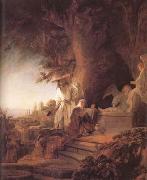 Christ and St Mary Magdalene at the Tomb (mk25) Rembrandt